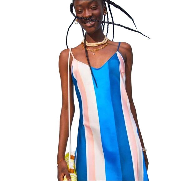 NWT lemlem x H&M Blue and Pink Striped Dress - Picture 13 of 13